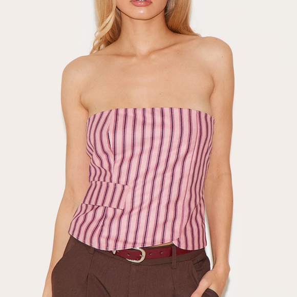 pink corduroy striped bandeau top - Picture 1 of 3